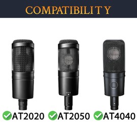 SOULWIT 2Pcs Microphones Pop Filter for Audio-Technica ATH AT2020/AT2050/AT4040 Cardioid Condenser, Protective Mic Cover Windscreen Foam - Black