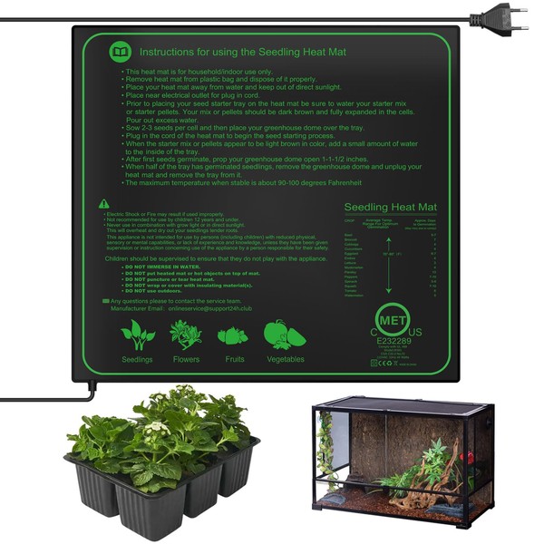 PNGOS Heating Mat Plants Waterproof Heating Mat Terrarium Fast Heating, Safe and Durable for Seedlings, Pets and Reptiles 20 x 20.5 Inch 45 W