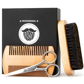 Fathers Day Dad Gift Beard Brush For Men Beard Comb Stocking Stuffers For Men BeardKit Mens BeardStraightener For Mens Stocking Stuffer Ideas Beards Comb Boar Bristle Hair Brush Gifts For Mens3pcs