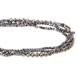 Scout Curated Wears - Women's Delicate Stone Wrap Bracelet & Necklace - Pyrite/Hematite