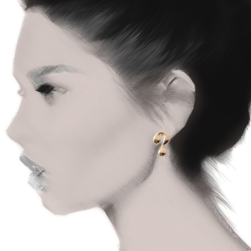 Spinningdaisy Question and Exclamation Mark Earrings Gold