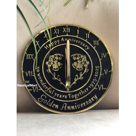 NauticalMart 50th Golden Wedding Anniversary Unique Marriage Present for Parents, Grandparents, Friends, Husband or Wife, Couples, Him & Her Wedding Anniversary Sundial Gift 2025 (50th Anniversary)