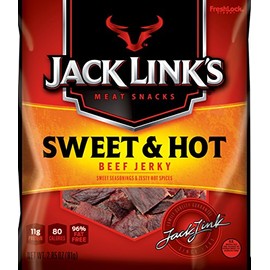 Jack Link’s Beef Jerky, Sweet & Hot, 2.85 oz. Bags, 4 Count – Flavorful Meat Snack, 10g of Protein and 80 Calories, Made with 100% Premium Beef - 96% Fat Free, No Added MSG or Nitrates/Nitrites