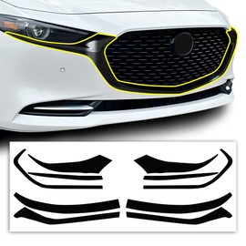 BOGAR TECH DESIGNS Front Chrome Delete Overlay Film Compatible with Mazda 3 2019-2025, Gloss Black
