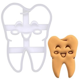 Bakerlogy - Cortador de galletas con dientes felices, diseño detallado de cortador de galletas para hornear y manualidades, ideal para fondant, masa, arcilla