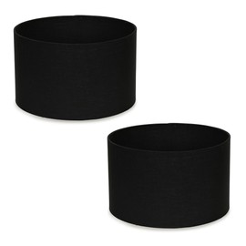 Pair of - Modern Black Fabric Cylinder Ceiling Pendant Lampshade/Table Lamp Drum Light Shade - Small