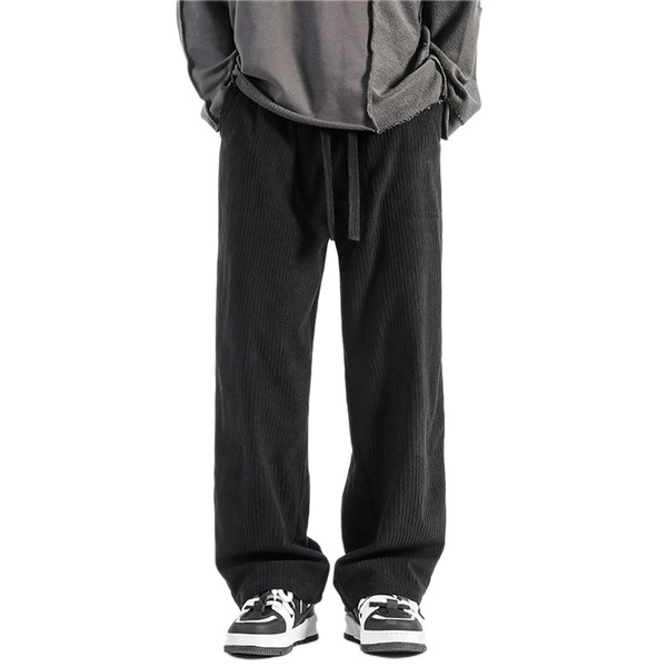 Corduroy Pants Men Baggy Sweat Slacks Elastic Waist Drawstring Casual