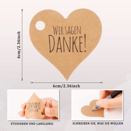 RosewineC Pack of 100 Gift Tags Kraft Paper We Say Thank You Pendants, Kraft Paper Tags with String Labels Heart Pendant for Wedding Birthday Party Gift Packaging