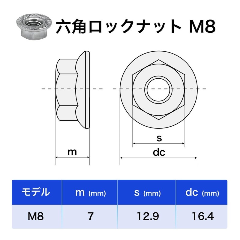 winova M8 Hex Lock Nut Hex Flange Nut Stainless Steel