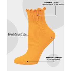 Beieverluck 12 Pairs Ruffle Socks - Women's Frilly Ankle Socks in Cute Crew & Cotton Fall Styles