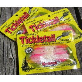 Northland Tackle Tickletail Grubs Pink and White Small 3 Pkg Lots YB3