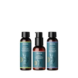Aleavia Travel Size Trio – Set of Two Organic & All-Natural Prebiotic Body Washes and Facial Cleanser, Scented with Pure Essential Oils – Nourish Your Skin Microbiome – 2 Oz. Bottles