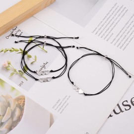 CheersLife Pack of 2/3/4/5 Sister Bracelets, Best Friend Bracelets, Friendship Wish Bracelet, Stainless Steel Matching Bracelets, Gift for Mother and Daughter, Hollow Out Heart Bracelets, Stainless