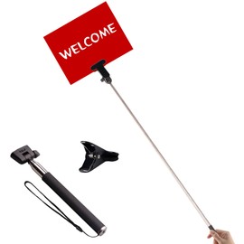 2PCS 7.9-37in Adjustable Stainless Steel Sign Stand, Hand Held Billboard Display Holder for Airports, Welcome Signs & Posters