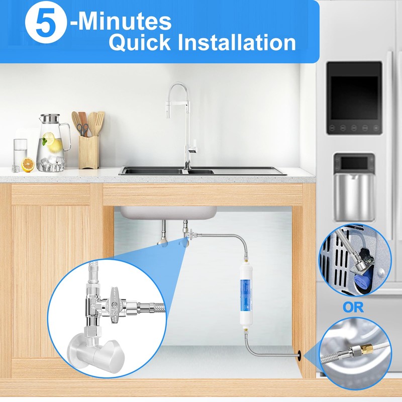 Refrigerator Water Line Kit - 15FT Stainless Steel Braided Ice