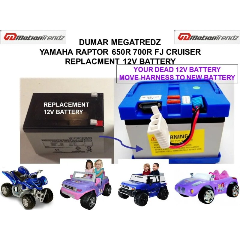 DYNA GROUP 12V "REPLACMENT" BATTERY DUMAR MEGATREDZ YAMAHA RAPTOR 650R
