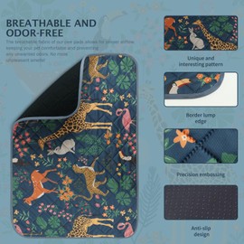 IEUUMLER Washable Pee Pads for Dogs, 2 Pack Forest Pattern Reusable Waterproof Puppy Pads, Non-Slip Super Absorbent Dog Training Pad for Playpen Crate Bed EU013 Navy Blue Jungle, 30x20