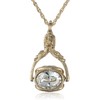 1928 Jewelry Crystal Clear 3 Sided Rotating Spinner Pendant Necklace