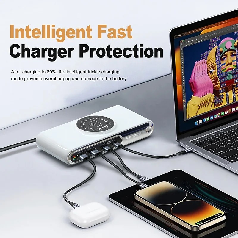 Customized Brand 6 in 1 Wireless Charger Charging Station Fast