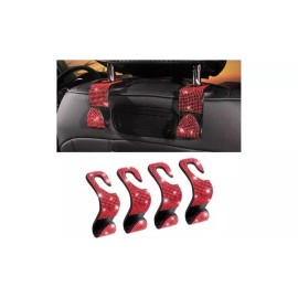 Unbranded 4PCS Bling Car Seat Back Headrest Hooks Hanger Holder Hook for Bag Purse-Red