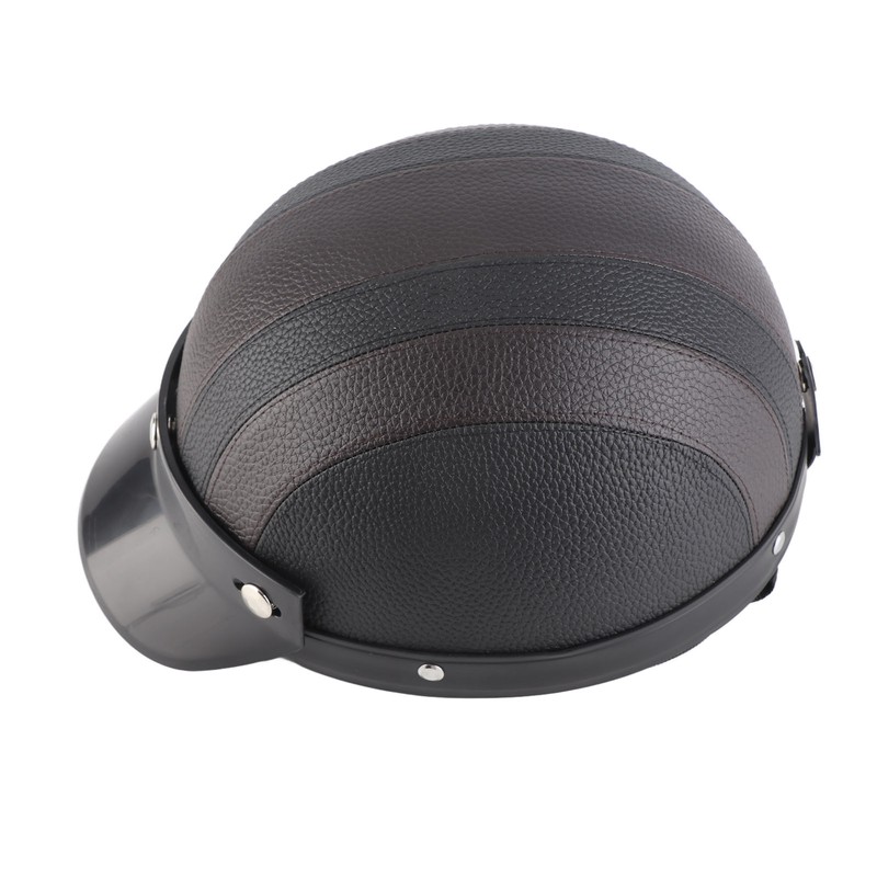 Half Helmet Breathable Sun Blocking Retro Safe PU Leather Motorcycle