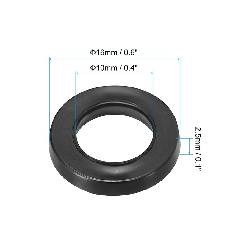 PATIKIL M10 Rubber Flat Washer, 16 Pack 10mm ID 16mm