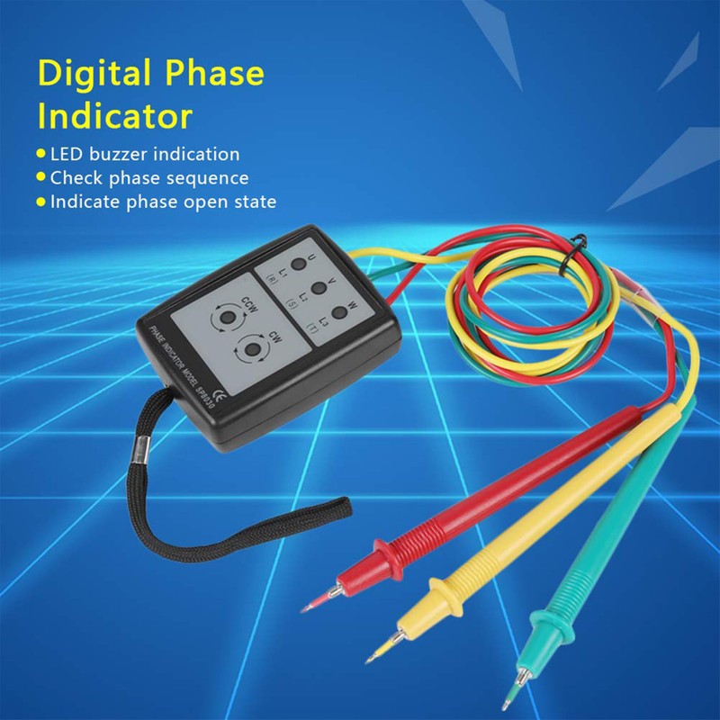Digital Phase Indicator,Portable Phase Tester,SP8030 3 Phase Rotation Meter,High Accuracy