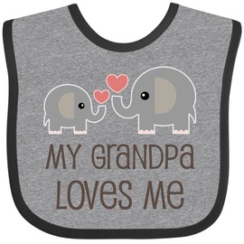 inktastic My Grandpa Loves Me Baby Bib Heather and Black 230f2