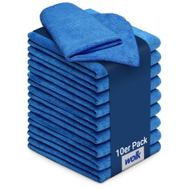 wolk Microfibre Cloths, Pack of 10, Size: 40 x 40 cm, Colour: Dark Blue, Material: Polyester/Polyamide, Cloths, Cleaning Cloths, Bathroom, Kitchen, Catering