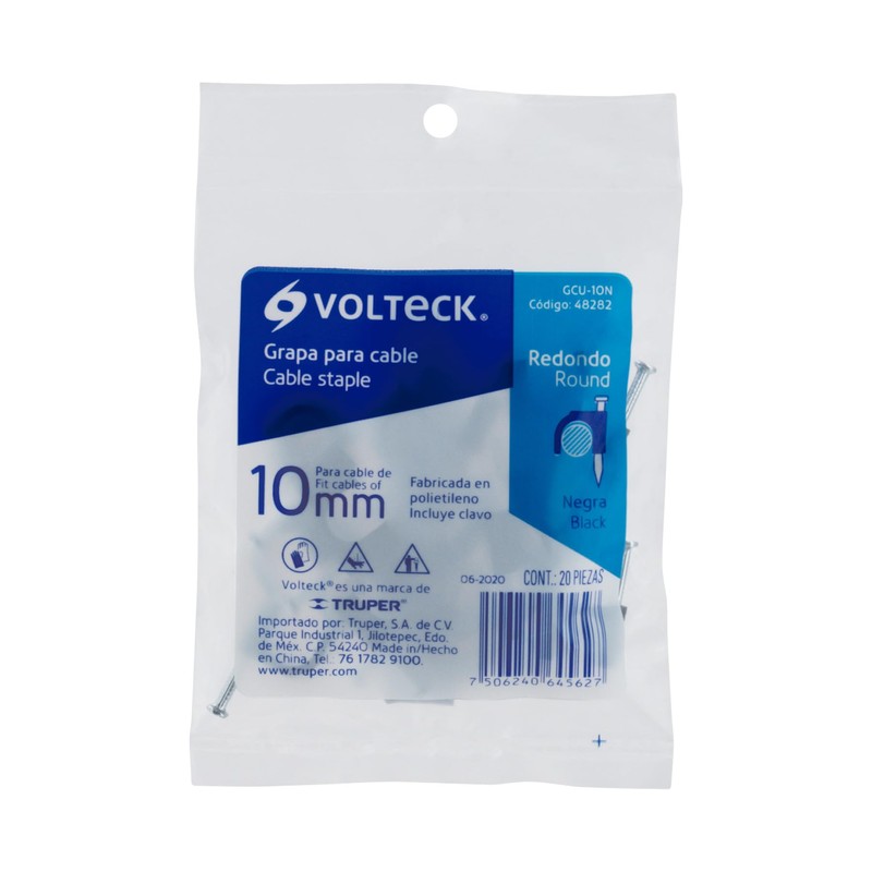 Volteck GCU-10N, Bolsa con 20 grapas negras de 10 mm