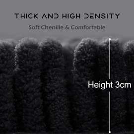 smiry Non-Slip Toilet Mat Extra Soft Absorbent Pedestal Mat for Toilet Thick Shaggy Chenille Bath Mat Machine-Washable Dry Bathroom Floor Mat, 50 x 60 cm, Black