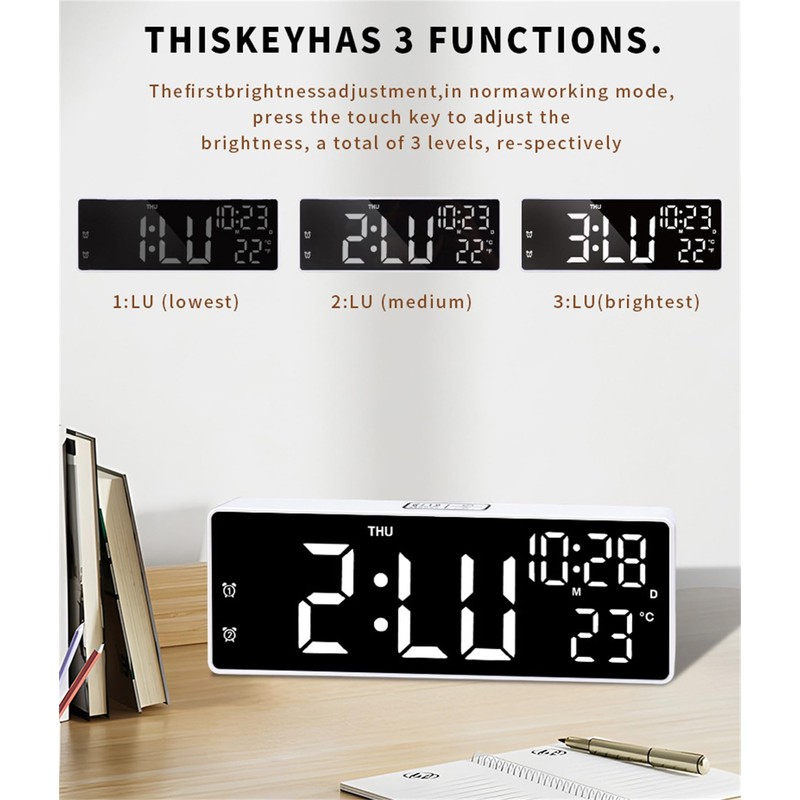 SonoYU Digital Alarm Clock, Bedside Desk Table Clock, Alarm Clock