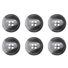 6 Pack Grey 23mm Round Faux Horn Plastic Buttons with 4 Holes – Ideal for Coats, Jackets, Cardigans (36L)