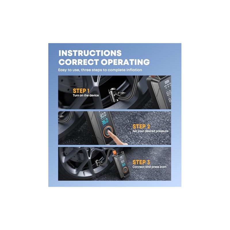 Portable Tire Inflator with Digital Pressure Gauge