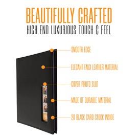 Photo Booth Nook Scrapbook Album - (5 Count) Large Scrapbooking Journal with Leather Cover - 40 Pages, 2x6" Cover Picture Slot - Ideal for Wedding, Graduation 12x12"