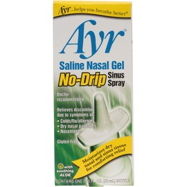 Ayr Saline Nasal Gel No-drip Sinus Spray With Soothing Aloe Vera, 0.75 Fl Oz Spray Bottle, (Pack of 1)