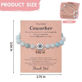 Coworker Leaving Gifts for Women Men Natural Stone Bracelet for Employee Inspirational Encouragement Gifts for Coworker Colleague Compass Bracelets Gift for Work Friends Thank You Gift for Woman Man