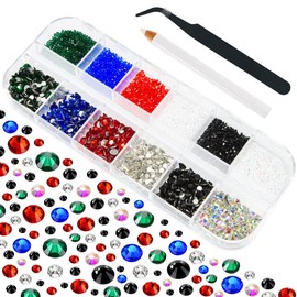 4560 pcs Nail Art Rhinestones Mix Set, 6 Colors and 3 Sizes (1.6-6mm) Nail Charms, SS8 SS16 Nail Rhinestone for Makeup Faces Eyes, 1.6mm micro nail diamonds Pixie Crystals for Nails Phone DIY Crafts
