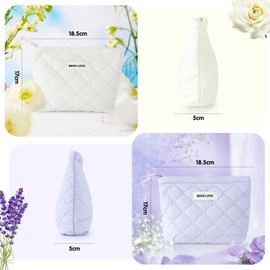 AiQInu Cosmetic Bag Pack of 2, Cosmetic Bag Corduroy Travel Small Cosmetic Bag Makeup Bag for Girls Women, Makeup Bag Toiletry Bag Portable with Zip, Make Up Bag Beige Purple, beige, Pure colour