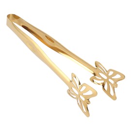 Tissting Serving Tongs, Kitchen Tongs, 25 cm Long, Gold Flowers, 304 Stainless Steel Pastry Tongs, Sugar Tongs, Food Cooking Tongs, Salad Tongs, Barbecue Tongs, Barbecue Tongs