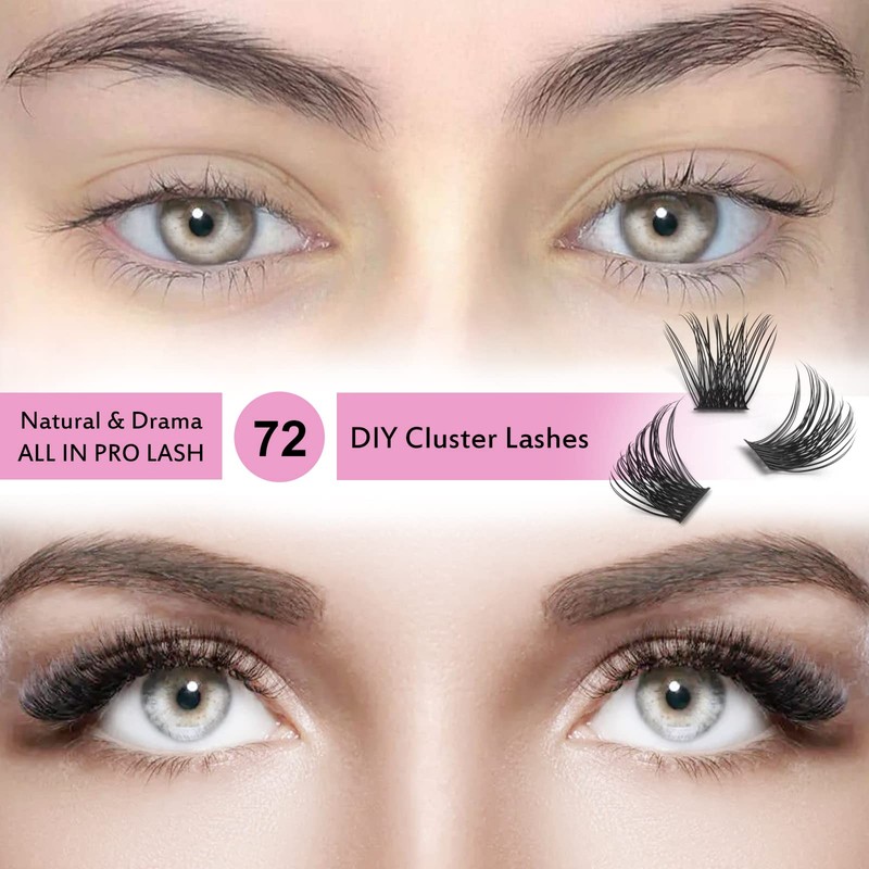 Cluster Eyelashes, Pack of 72 Eyelash Clusters, DIY Eyelash Extensions,