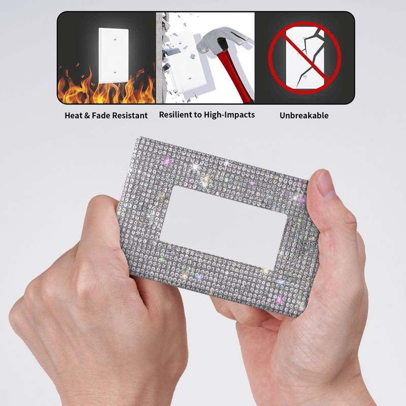 Silver Bling Rhinestones Single Rocker Switch Light Switch Cover Plates