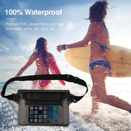 AYNKH 3 Pcs Waterproof Pouch Bag with Adjustable Waist Strap, Transparent Screen, Touchable for Protecting Your Phone and Valuables in Beach, Swimming, Boating, Fishing, Hiking
