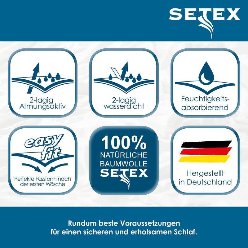 SETEX Breathable Jersey Fitted Sheet, Waterproof, 100% Cotton, Flat Sheet