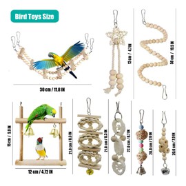 Pack of 8 Bird Toys for Bird Cage Chewing Grinding - Hanging Swing Bell Hammock Perches Parrot Toy for Parrot Parakeet Small Macaw Budgies #3