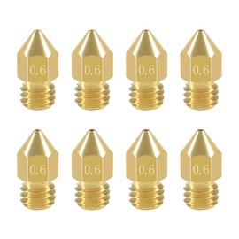 Aokin 8 Pcs 0.6mm MK8 Extruder Nozzles 3D Printer Nozzles for Creality Ender 3/3 Pro/3 V2, Ender 5/5 Pro, CR-10/10S, Makerbot, Anet A8 3D Printer