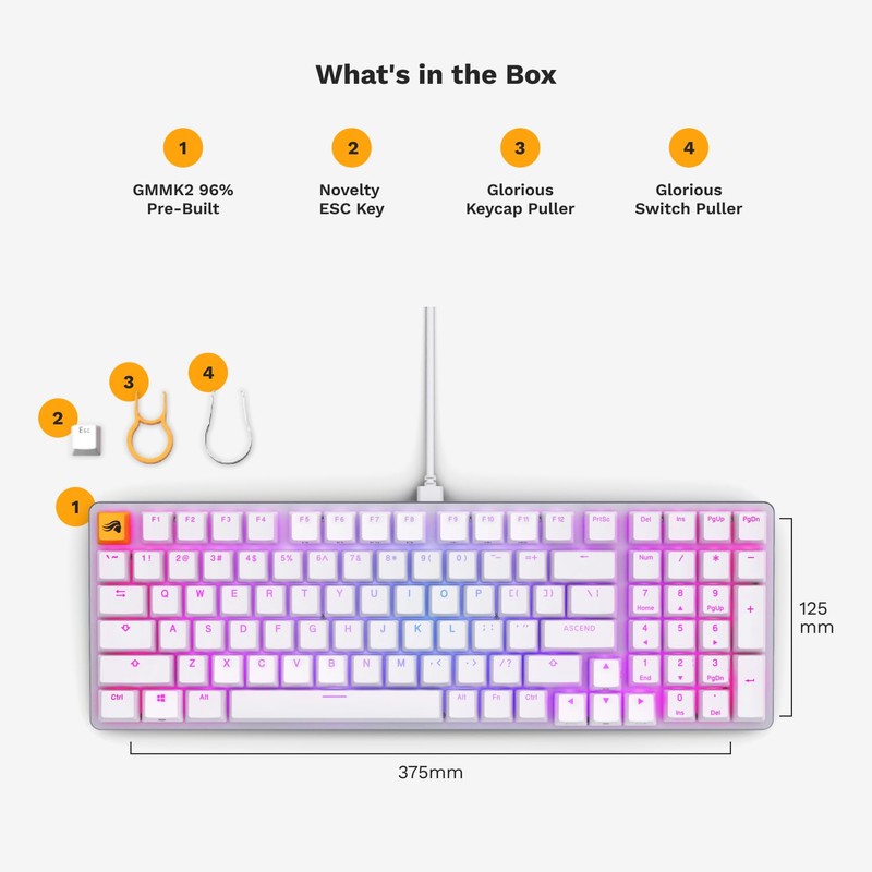 Glorious GMMK 2 Small Gaming Keyboard Base- Barebones Kit- TKL