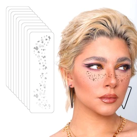QBT001 Glitter Face Freckles Tattoo, Waterproof Silver Heart Shape Valentine's Day Temporary Tattoos, Fake Freckles, Gold Tattoo, Glitter Freckles, Pack of 10