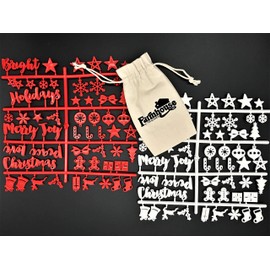 Juego de letras de Navidad para tableros de letras de fieltro cambiables, personajes de 3/4 pulgadas (incluye símbolos de Navidad, palabras de día festivo completas) y bolsa de almacenamiento de arpillera (rojo/blanco (Navidad))