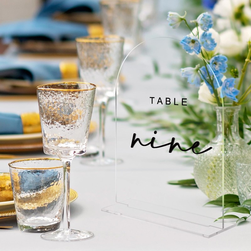Clear Wedding Table Numbers 1-10 with Stands, 5x7 Inch Clear